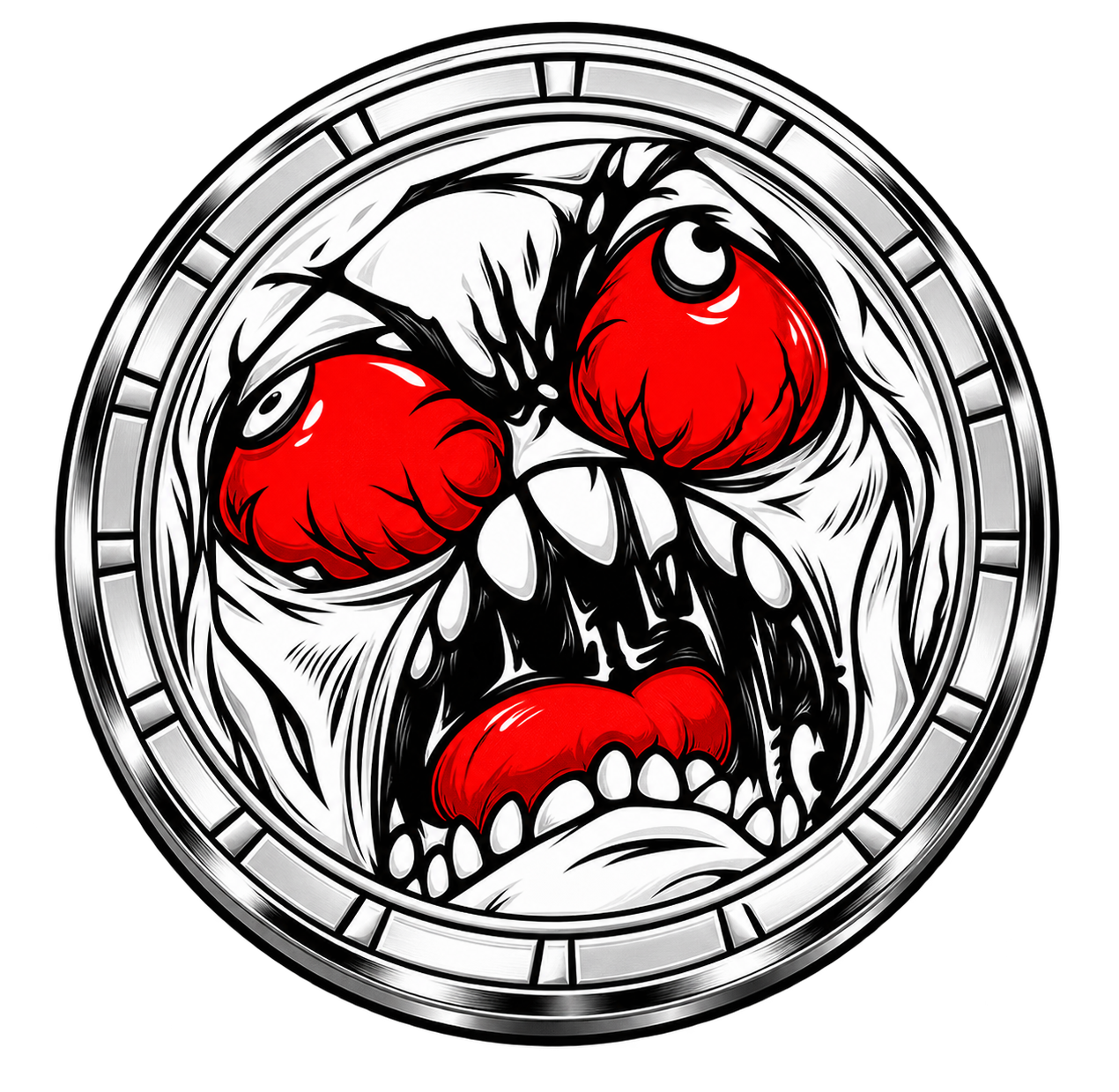 RAGE COIN red-eyed rage face emblem